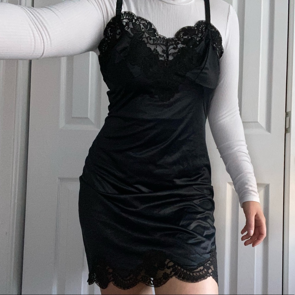 Vintage slip dress with lace trim